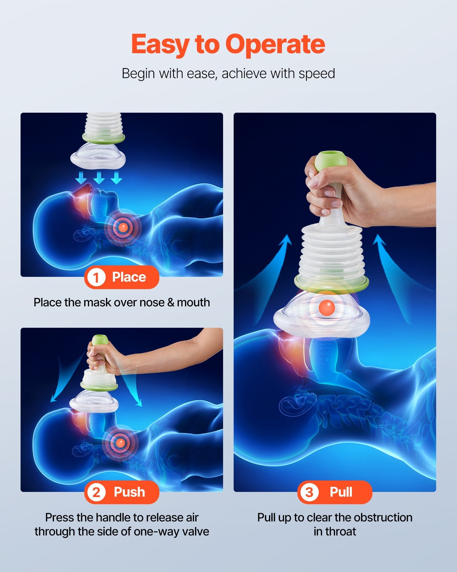 Choking Rescue Device Portable Airway Clear Anti Choking Suction Device 3 Masks